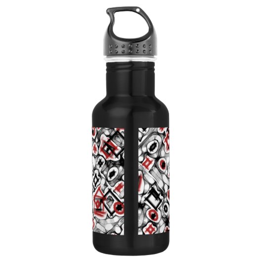 Rood overal waterfles  (Achterkant)