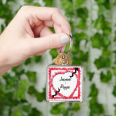 Rood overzicht van het hart met Pijl Gepersonalise Sleutelhanger (Hand)