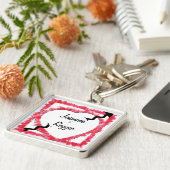 Rood overzicht van het hart met Pijl Gepersonalise Sleutelhanger (Zijkant)