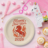 Rood paard 2026 papieren bordje (Feest)