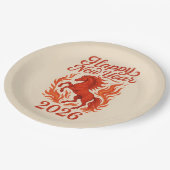 Rood paard 2026 papieren bordje (Gekanteld)