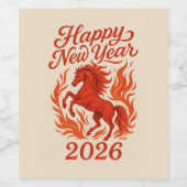 Rood paard 2026 wijn etiket (Enkel label)