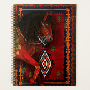 Rood Paard met Traditionele Kilim Motieven Planner