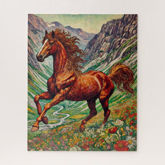 Rood paard op een berghelling 500 Stuk Puzzel (Verticaal)