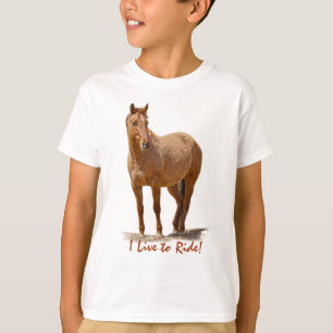 Rood paard, paardendier met een paardenliefhebber t-shirt