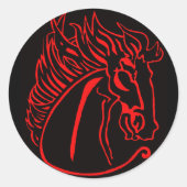 Rood Paard Ronde Stickers (Voorkant)