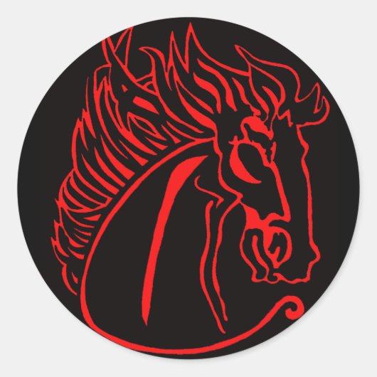 Rood Paard Ronde Stickers (Voorkant)