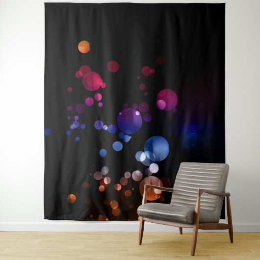 Rood, Paars, Blauw & Bruin Abstract Bokeh Design Wandkleed (In situ)