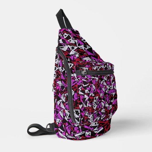 Rood Paars Driehoek Patroon Sling Bag (Linkerhoek)