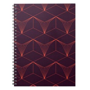 Rood-paars, eenvoudig, elegant, luxueus grafisch notitieboek