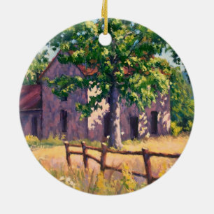 Rood Paars Geel Groen Mooie Boerderij Huis Keramisch Ornament