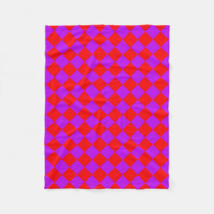 Rood Paars Geruit Diamant Patroon Fleece Deken
