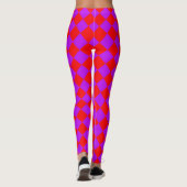 Rood Paars Geruit Diamant Patroon Leggings (Achterkant)