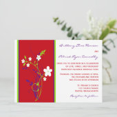 Rood, Paars, Limoen, White Floral Wedding Invitati Kaart (Staand voorkant)