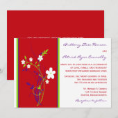Rood, Paars, Limoen, White Floral Wedding Invitati Kaart (Voorkant / Achterkant)