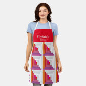 Rood, Paars, Oranje en witlokken Schort (Gedragen)