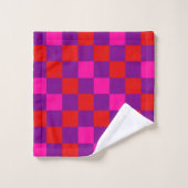 Rood Paars Roze Geruit Patroonontwerp  Bad Handdoek (Wasdoekje)