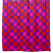 Rood Paars Roze Geruit Patroonontwerp Douchegordijn (Voorkant)
