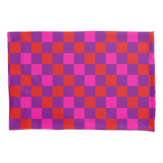 Rood Paars Roze Geruit Patroonontwerp  Kussensloop (Voorkant)