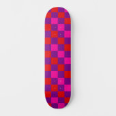 Rood Paars Roze Geruit Patroonontwerp Persoonlijk Skateboard (Voorkant)