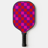 Rood Paars Roze Geruit Patroonontwerp Pickleball Paddle (Voorkant)
