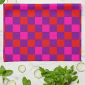 Rood Paars Roze Geruit Patroonontwerp Theedoek (Gevouwen)