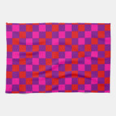 Rood Paars Roze Geruit Patroonontwerp Theedoek (Horizontaal)
