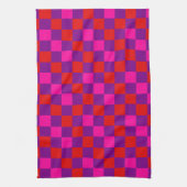 Rood Paars Roze Geruit Patroonontwerp Theedoek (Verticaal)