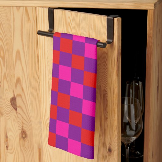 Rood Paars Roze Geruit Patroonontwerp Theedoek (Derde Gevouwen)