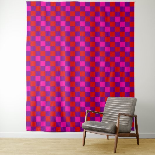 Rood Paars Roze Geruit Patroonontwerp  Wandkleed (In situ)