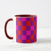 Rood Paars Roze Geruite Patroon Ontwerp Mok (Links)