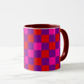 Rood Paars Roze Geruite Patroon Ontwerp Mok (Voorkant rechts)