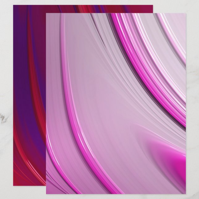 Rood Paars Roze Ombre Fractal Scrapbook Paper (Voorkant / Achterkant)