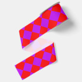 Rood Paars Rut Diamant Patroon Grosgrain Lint (Achterkant)
