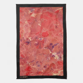 Rood Paars wit Abstract zwart acryl Theedoek