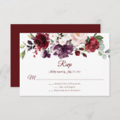 Rood Paars Wit Groen Bloemmotief Rood Achter RSVP (Voorkant / Achterkant)