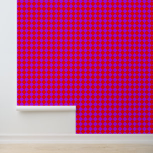 Rood Paarse Checker Diamantpatroon Behang