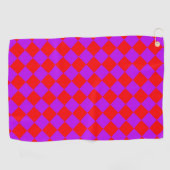 Rood Paarse Checker Diamantpatroon Golfhanddoek (Horizontaal)