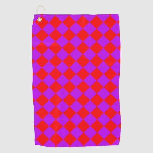 Rood Paarse Checker Diamantpatroon Golfhanddoek (Voorkant)