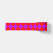Rood Paarse Checker Diamantpatroon Grosgrain Lint (Voorkant)