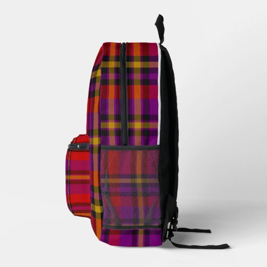 Rood Paarse geel Check Tartan Plaid Rugzak (Rechts)