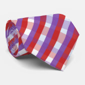 Rood & Paarse Gingham Gestreept Stropdas (Opgerold)