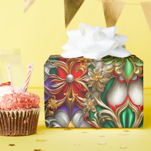Rood, Paarse, groen en goud Cadeaupapier (Verjaardagsfeest)