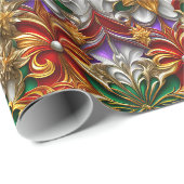 Rood, Paarse, groen en goud Cadeaupapier (Rol Hoek)