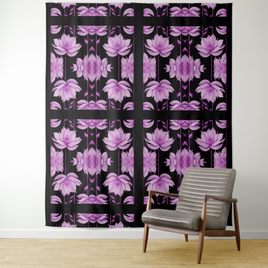 Rood-paarse Lotus Wandkleed (In situ)