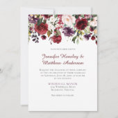 Rood, Paarse, witte, groene bloemen drop bruiloft Kaart (Voorkant)