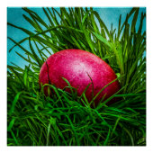 Rood paasei in gras perfect poster (Voorkant)