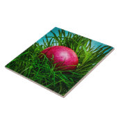 Rood paasei in gras tegeltje (Zijkant)