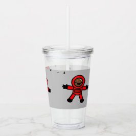 Rood pak astronauten op grijs acryl drinkbeker