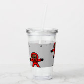 Rood pak astronauten op grijs acryl drinkbeker (Achterkant)